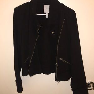 Black mid length jacket.
